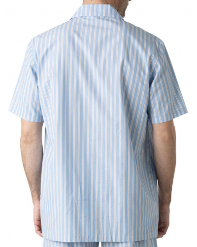 Pijama corto 100% algodón Eminence Popeline (Rayas celeste/camel)