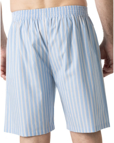 Pyjama court 100% coton Eminence Popeline (Rayure ciel/camel)