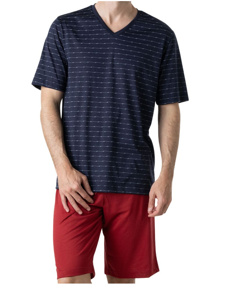 Pijama corto 100% algodón Eminence Mercerise (Estampado cuerda azul marino)