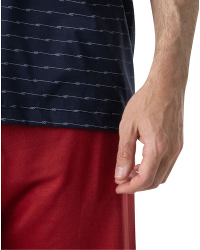 Pijama corto 100% algodón Eminence Mercerise (Estampado cuerda azul marino)