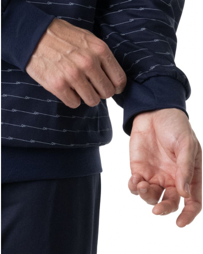 Pyjama long 100% Coton Eminence Mercerisé (Marine)