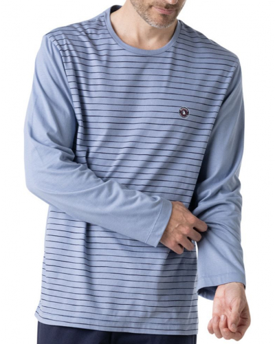 Long Pyjamas 100% Cotton Eminence Made in France (Sky Blue)