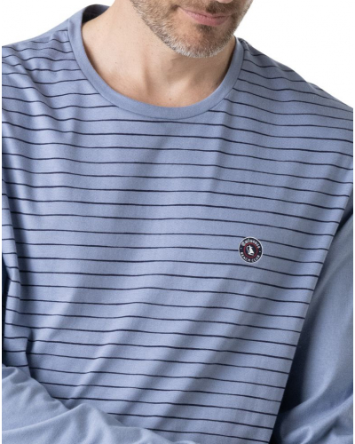 Long Pyjamas 100% Cotton Eminence Made in France (Sky Blue)