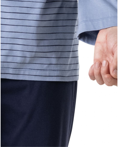 Pijama largo 100% algodón Eminence Fabricado en Francia (Celeste)