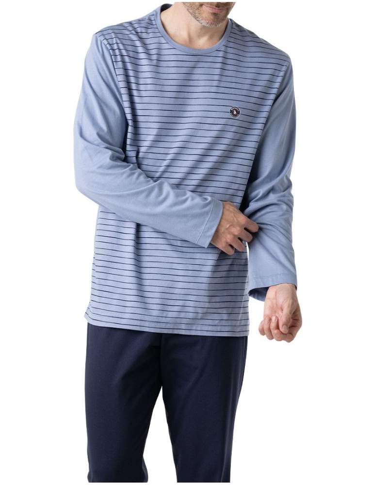 Pyjama long 100% Coton Eminence Made In France (Ciel)