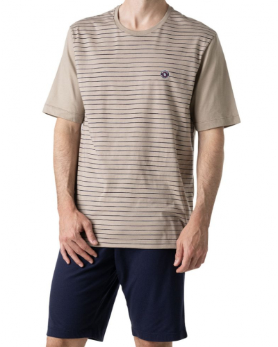 Short Pyjamas 100% Cotton Eminence Made in France (Beige)