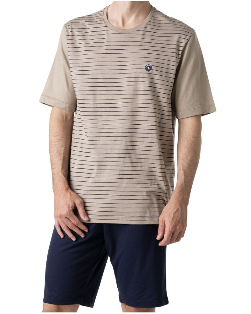 Short Pyjamas 100% Cotton Eminence Made in France (Beige)