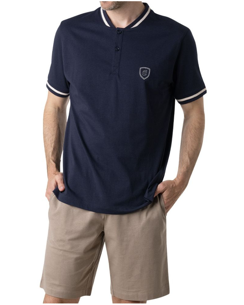 Pyjama court en Jersey 100% Coton Eminence (Marine)