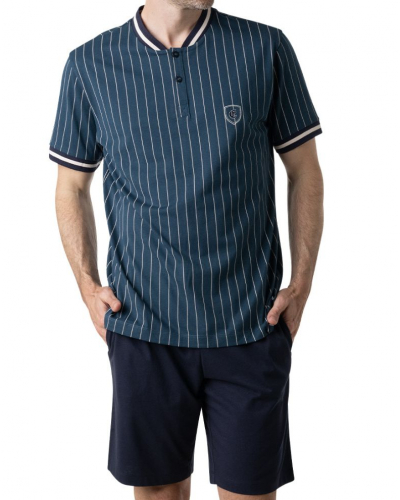 Pyjama court en Jersey 100% Coton Eminence (Cobalt)