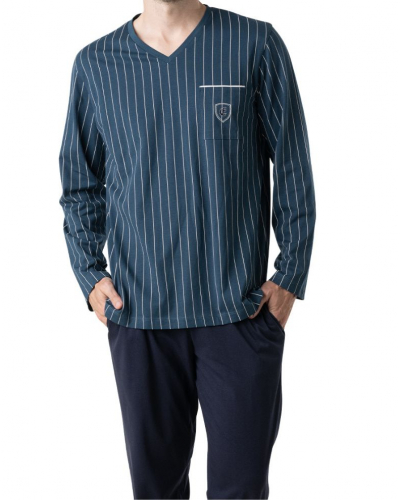 Pijama largo de Jersey 100% algodón Eminence (Azul marino)