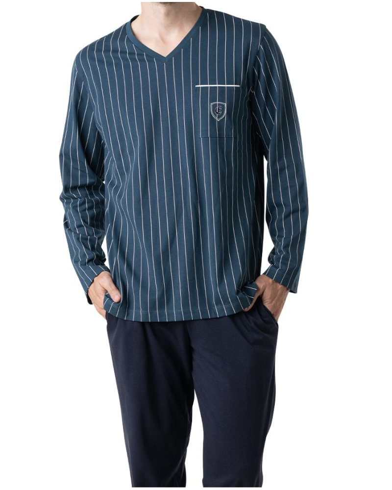 Pyjama long en Jersey 100% Coton Eminence (Marine)