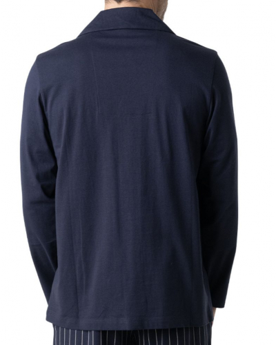 Long Buttoned Pyjamas in Jersey 100% Cotton Eminence (Navy)