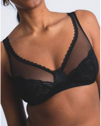 Sujetador balconette flexible Maison Lejaby Envie (Negro)