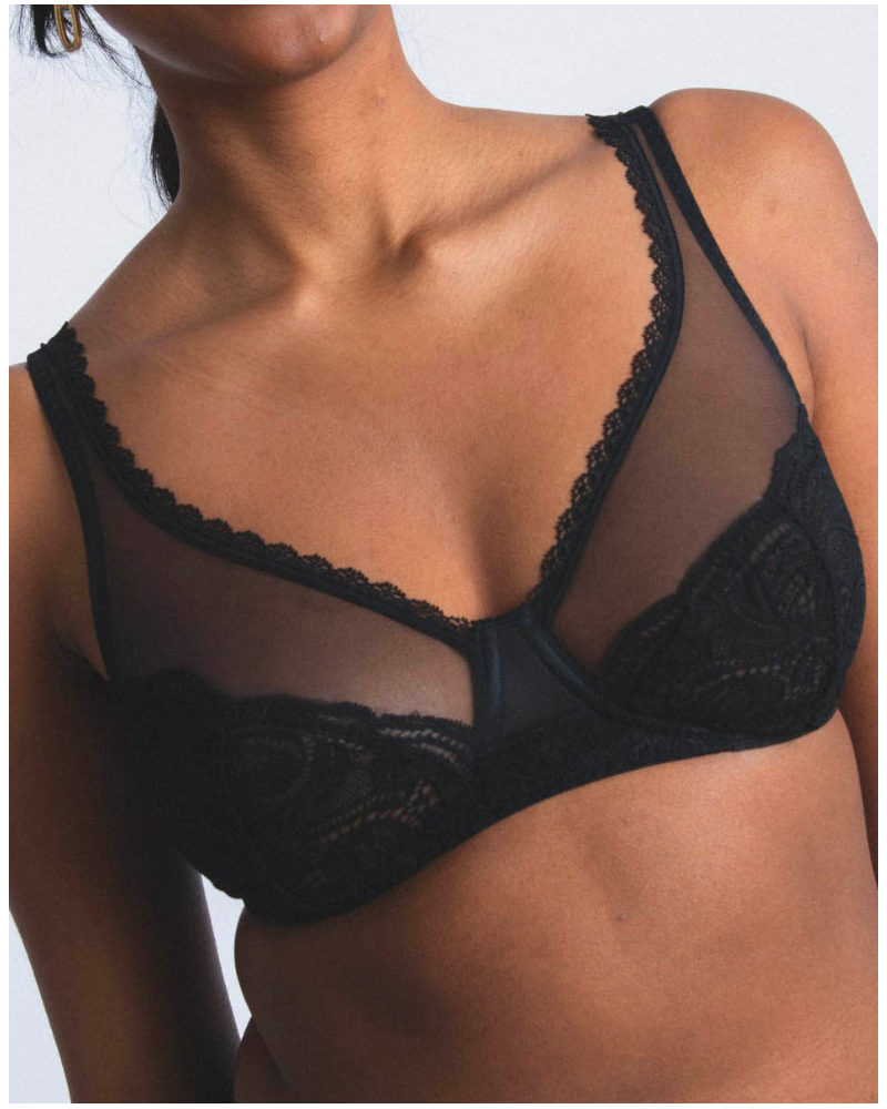 Sujetador balconette flexible Maison Lejaby Envie (Negro)