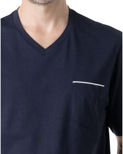 Pijama corto 100% algodón Eminence Business (Azul marino/Chevron)