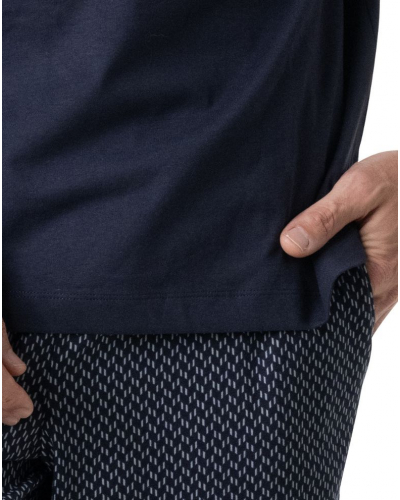 Pijama corto 100% algodón Eminence Business (Azul marino/Chevron)