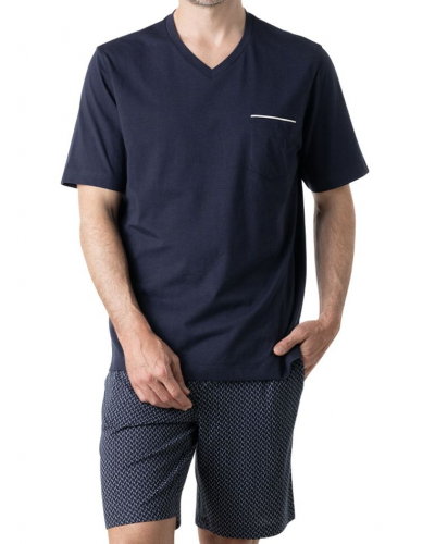 Pyjama court 100% Coton Eminence Business (Marine/Chevron)