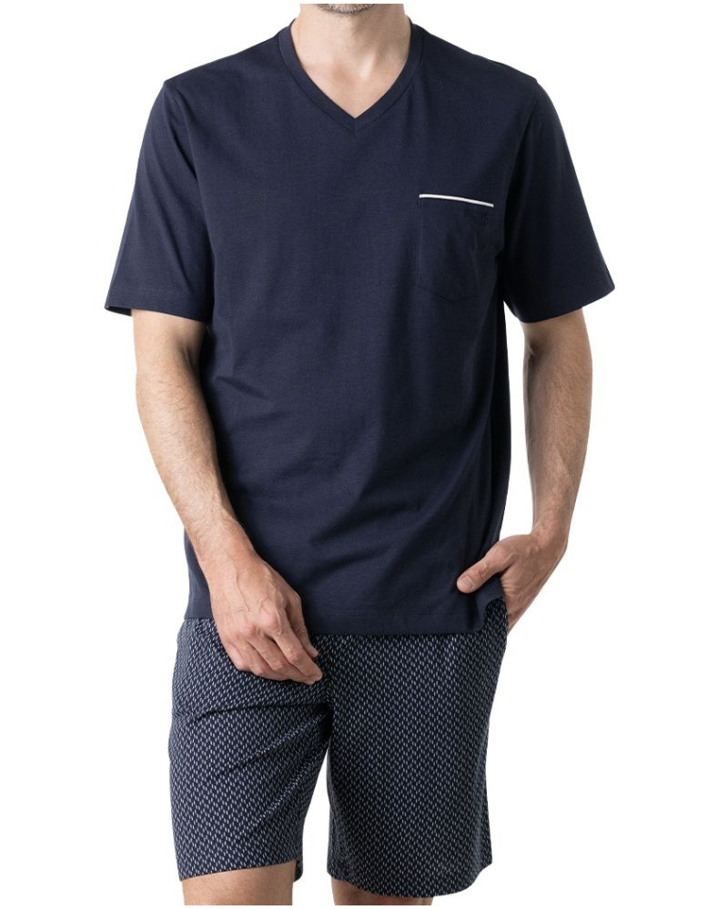 Pijama corto 100% algodón Eminence Business (Azul marino/Chevron)