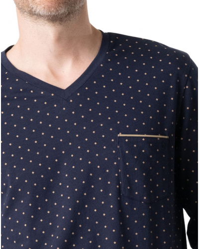 Pijama largo 100% algodón Eminence Signature (Azul marino)