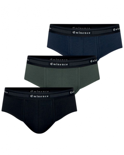 Lot de 3 slips coton bio Eminence Tailor (Marine/Vert/Noir)