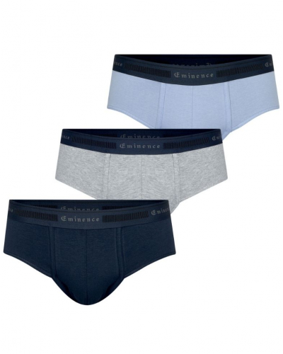Lot de 3 slips coton bio Eminence Tailor (Marine/Gris Chiné/Bleu Lavande)