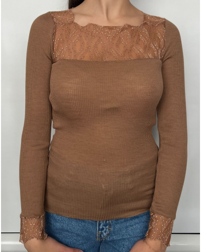 Long-sleeves top Moretta wool and silk 5969 (Cammello)