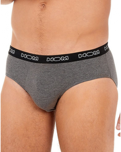 Lot de 3 slips en coton HOM Boxerlines (Noir/Gris/Marine)