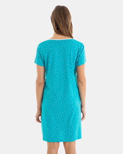 Short-Sleeve Nightshirt Antigel Cotton Dreams (Pétrole)