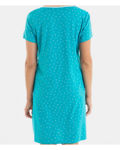 Short-Sleeve Nightshirt Antigel Cotton Dreams (Pétrole)