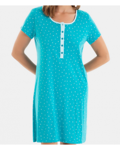 Short-Sleeve Nightshirt Antigel Cotton Dreams (Pétrole)