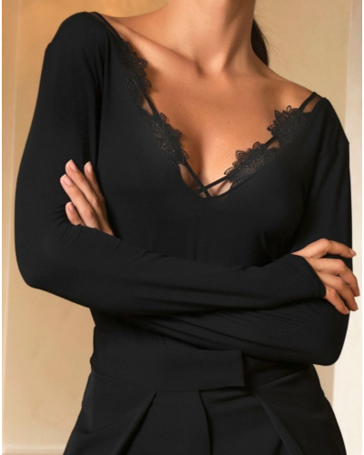 Body manches longues en modal Lise Charmel Diva Glamour (Noir)