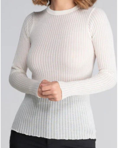 Long-sleeved top round neck wool and silk Oscalito 7496 (Champagne)