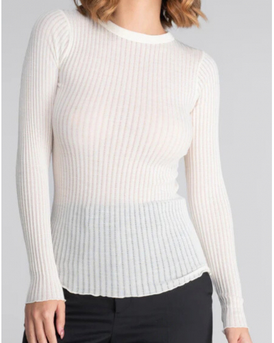 Long-sleeved top round neck wool and silk Oscalito 7496 (Champagne)