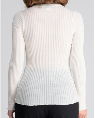 Long-sleeved top round neck wool and silk Oscalito 7496 (Champagne)