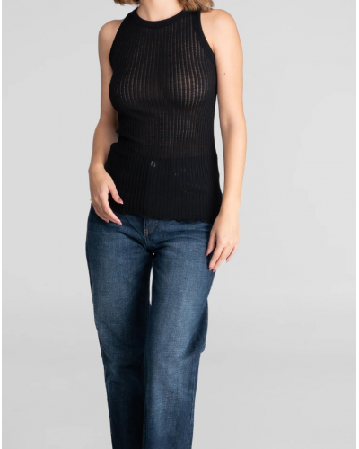 Top sans manches laine et soie Oscalito 7490 (Noir)