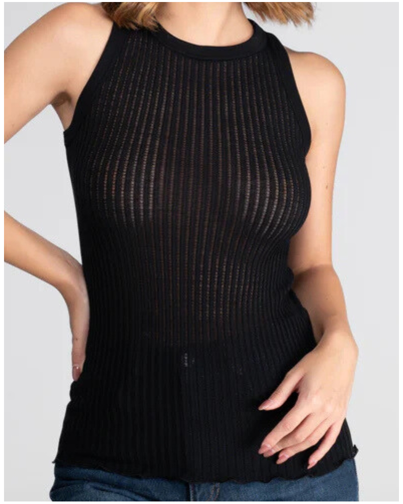 Top sans manches laine et soie Oscalito 7490 (Noir)