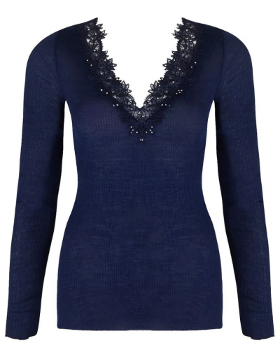 Camiseta mangas largas lana y seda Lise Charmel Eclat Couture (Bleu Night)