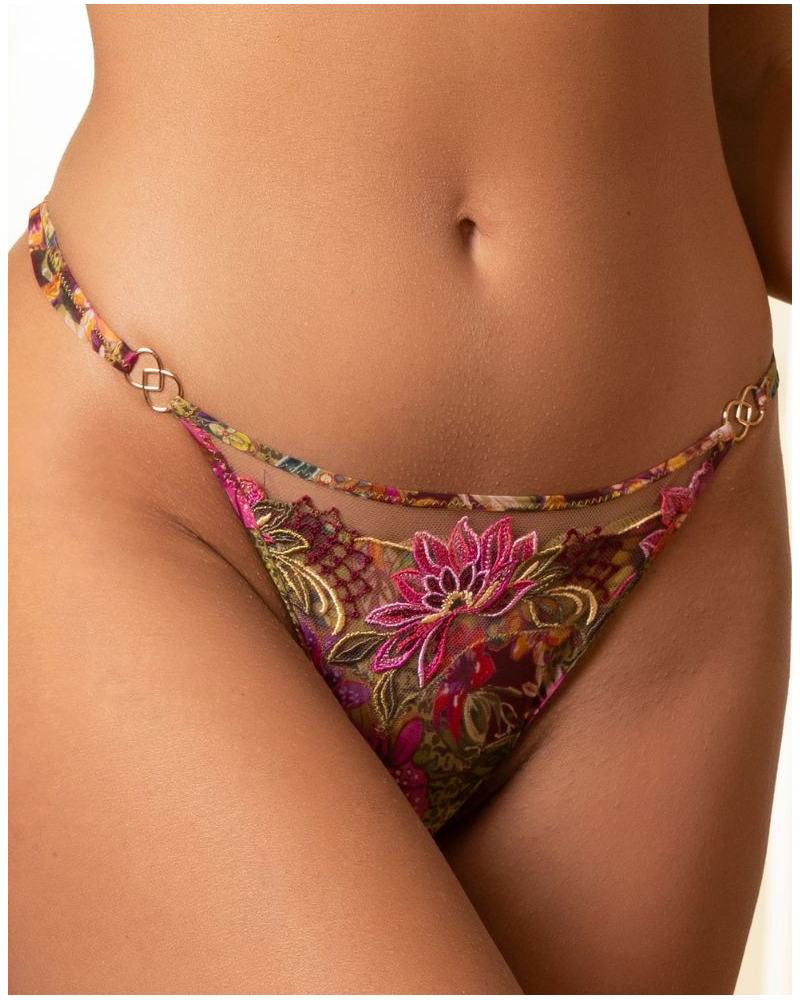 Tanga fantasía Lise Charmel Danse des Fleurs (Fushia Vert)