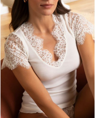 Camiseta mangas cortas lana y seda Lise Charmel Plaisir Caresse (Ecru Nacre)
