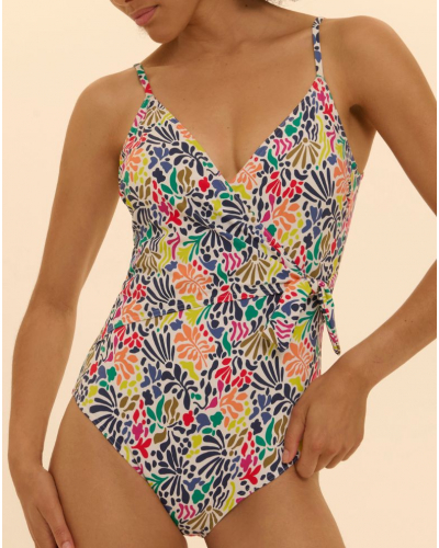 Maillot de bain une pièce coque Simone Pérèle Bohème (Imprimé Tropico Blanc)