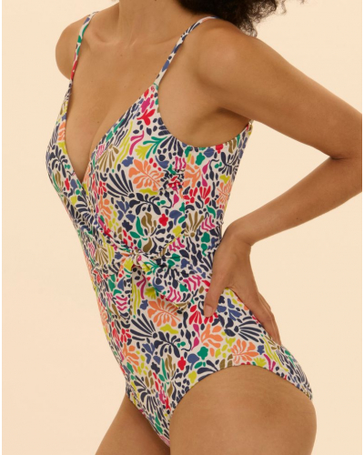 Maillot de bain une pièce coque Simone Pérèle Bohème (Imprimé Tropico Blanc)