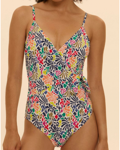 Bañador de una pieza con copas Simone Pérèle Bohème (Imprimé Tropico Blanc)