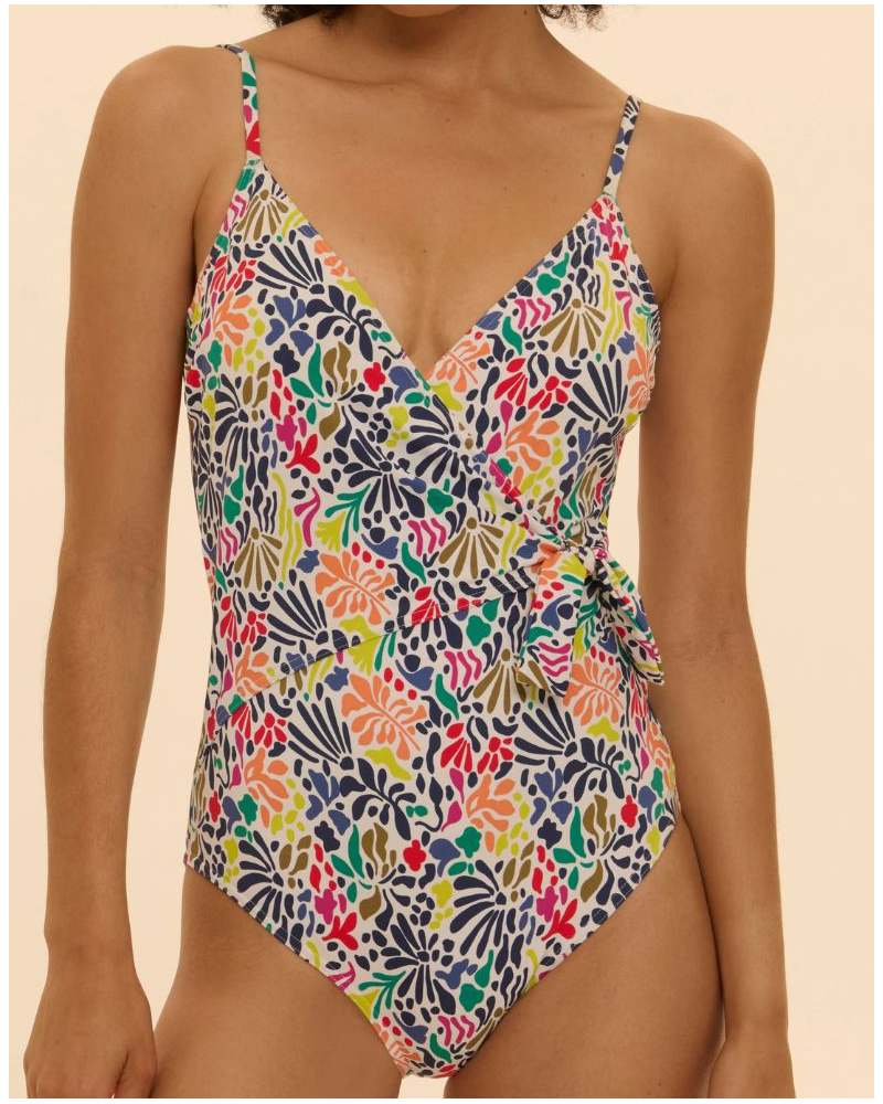 Bañador de una pieza con copas Simone Pérèle Bohème (Imprimé Tropico Blanc)