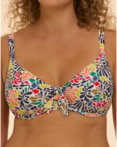 Soutien-gorge de bain avec armatures emboîtant Simone Pérèle Bohème (Imprimé Tropico Blanc)