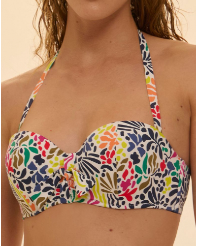 Sujetador de Bikini Bandeau con Relleno Simone Pérèle Bohème (Imprimé Tropico Blanc)