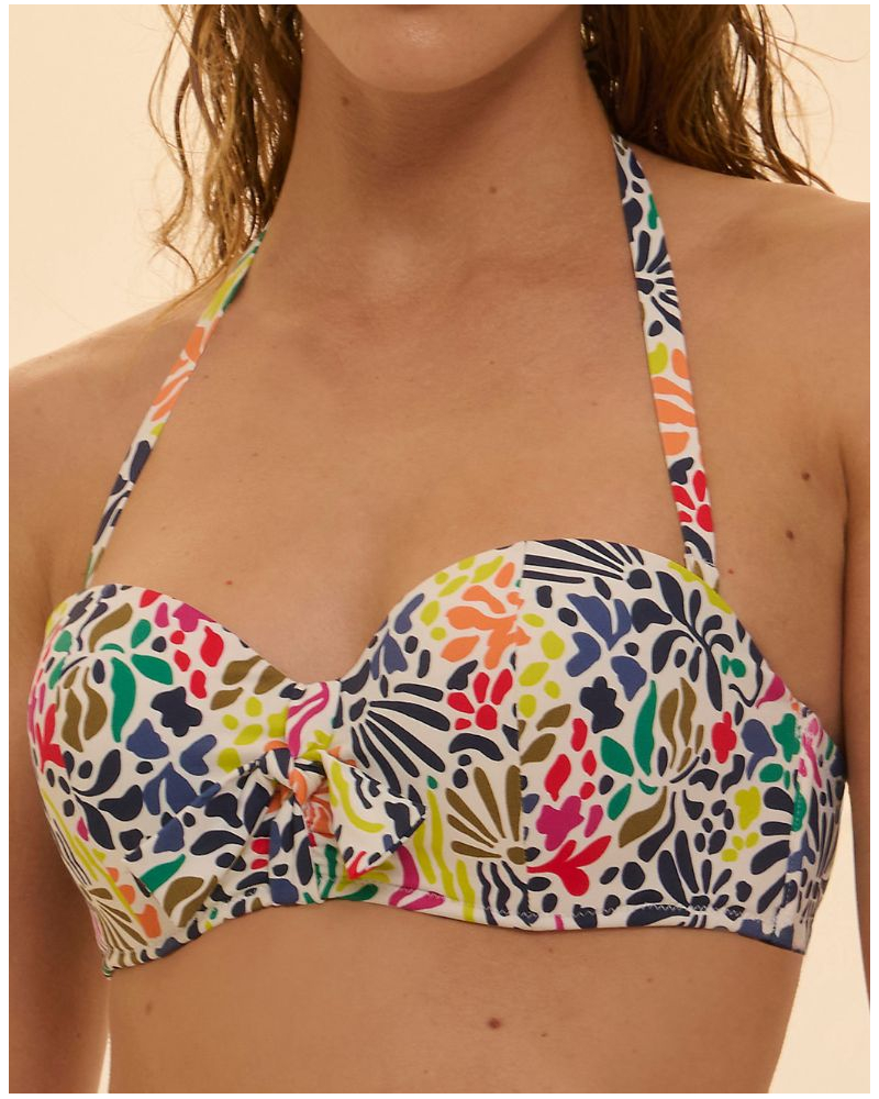 Soutien-gorge de bain bandeau à coque Simone Pérèle Bohème (Imprimé Tropico Blanc)