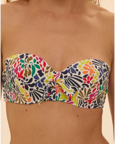 Soutien-gorge de bain bandeau à coque Simone Pérèle Bohème (Imprimé Tropico Blanc)