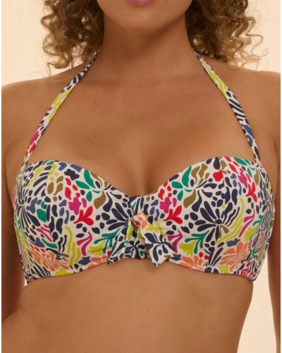 Sujetador de Bikini Bandeau con Relleno Simone Pérèle Bohème (Imprimé Tropico Blanc)