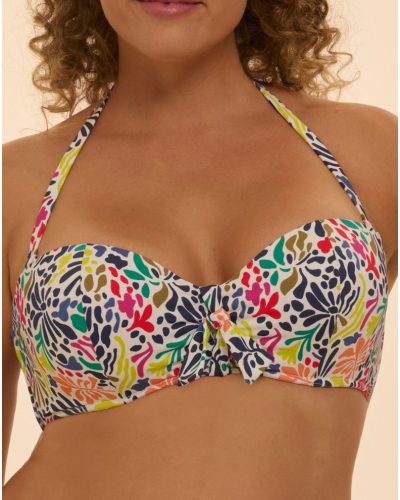 Soutien-gorge de bain bandeau à coque Simone Pérèle Bohème (Imprimé Tropico Blanc)
