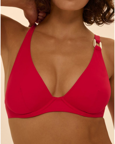 Underwired triangle swim bra Simone Pérèle Magnetic (Ecarlate)